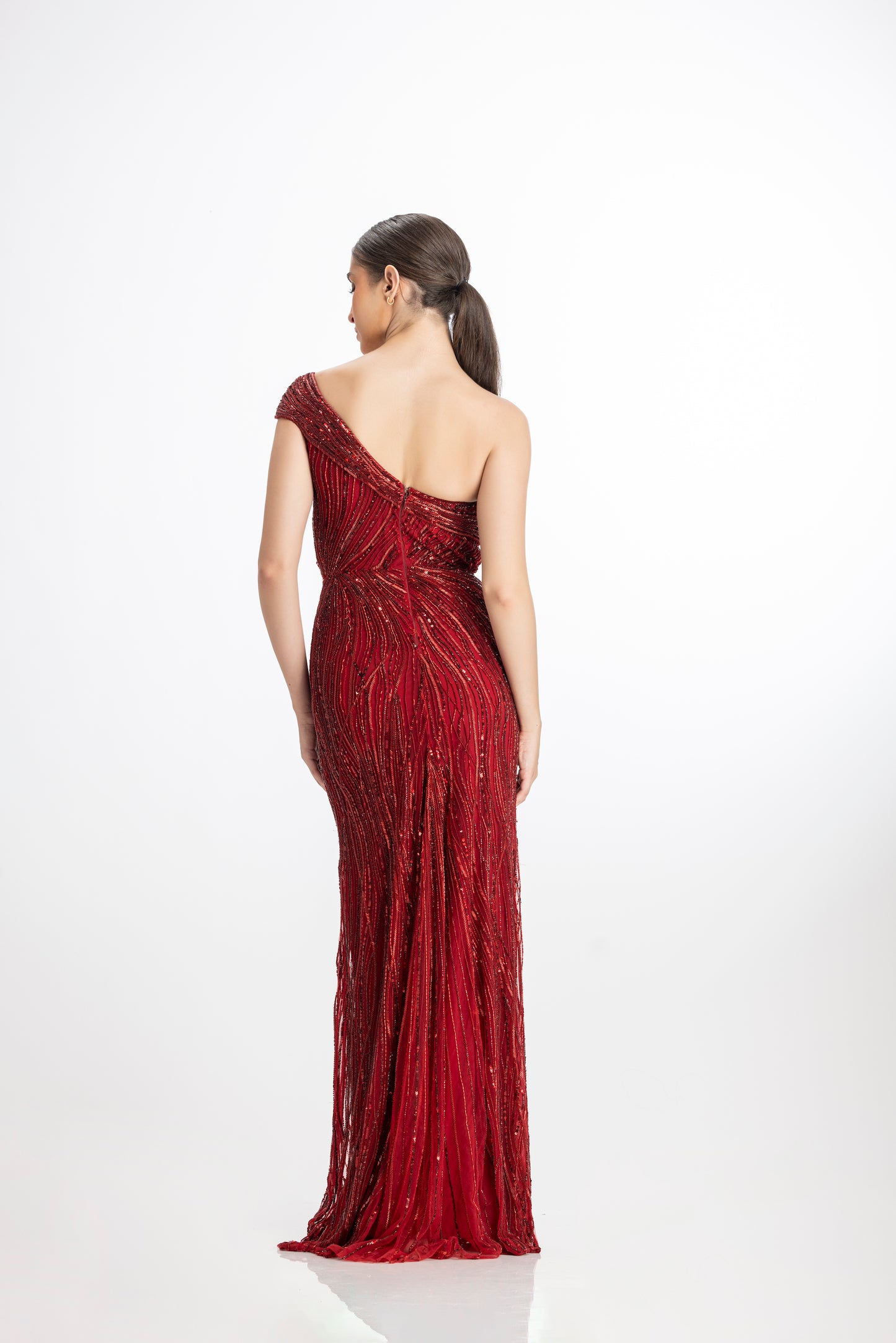 RED ONE SHOULDER GOWN