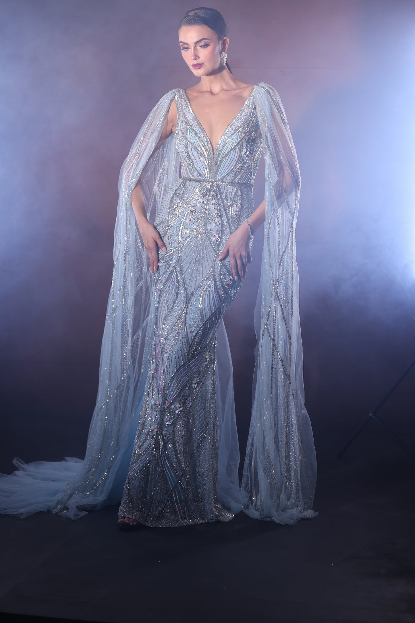 POWDER BLUE GOWN WITH WINGS