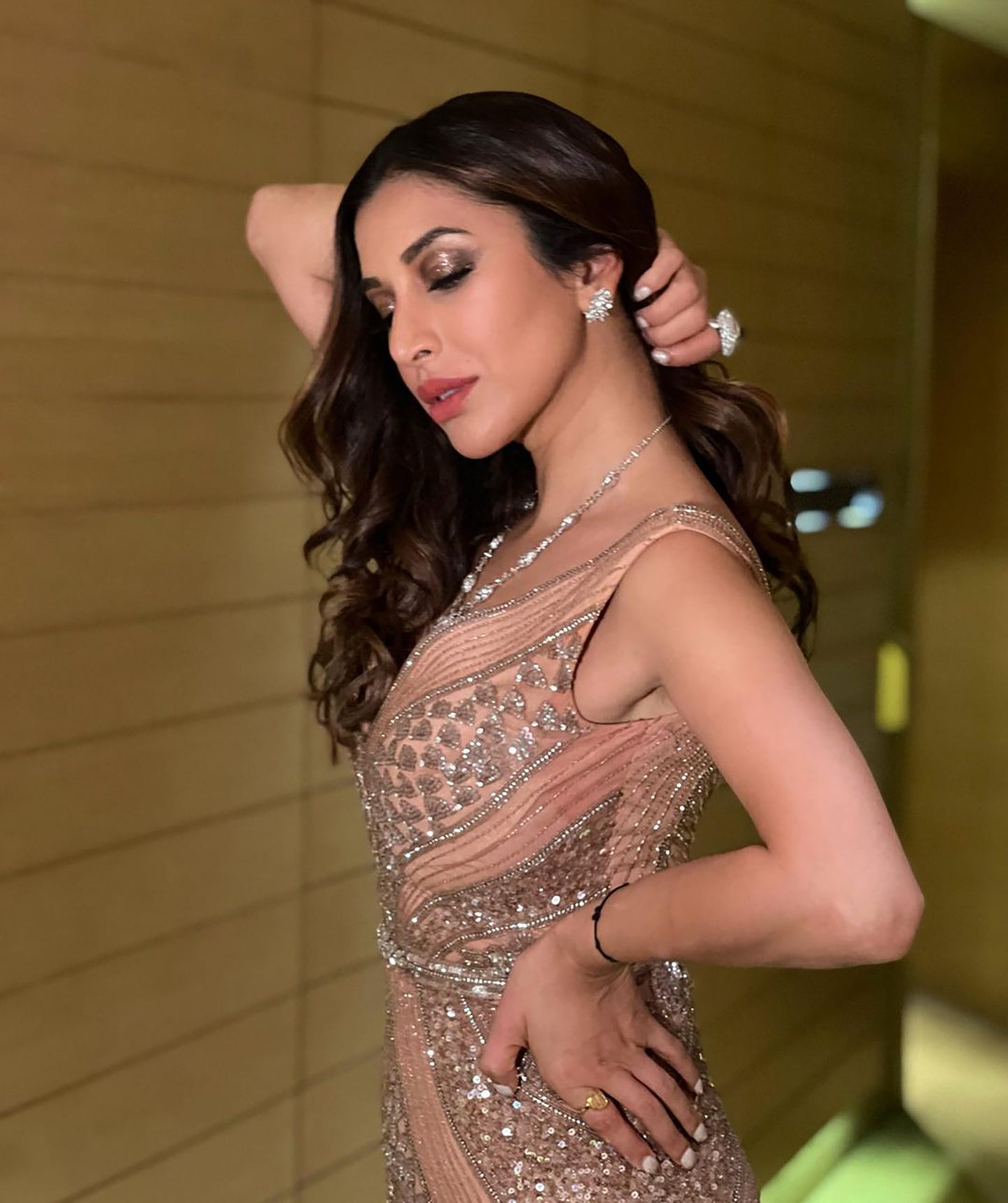 SOPHIE CHOUDRY IN  CHRYSLER SILVER GOWN